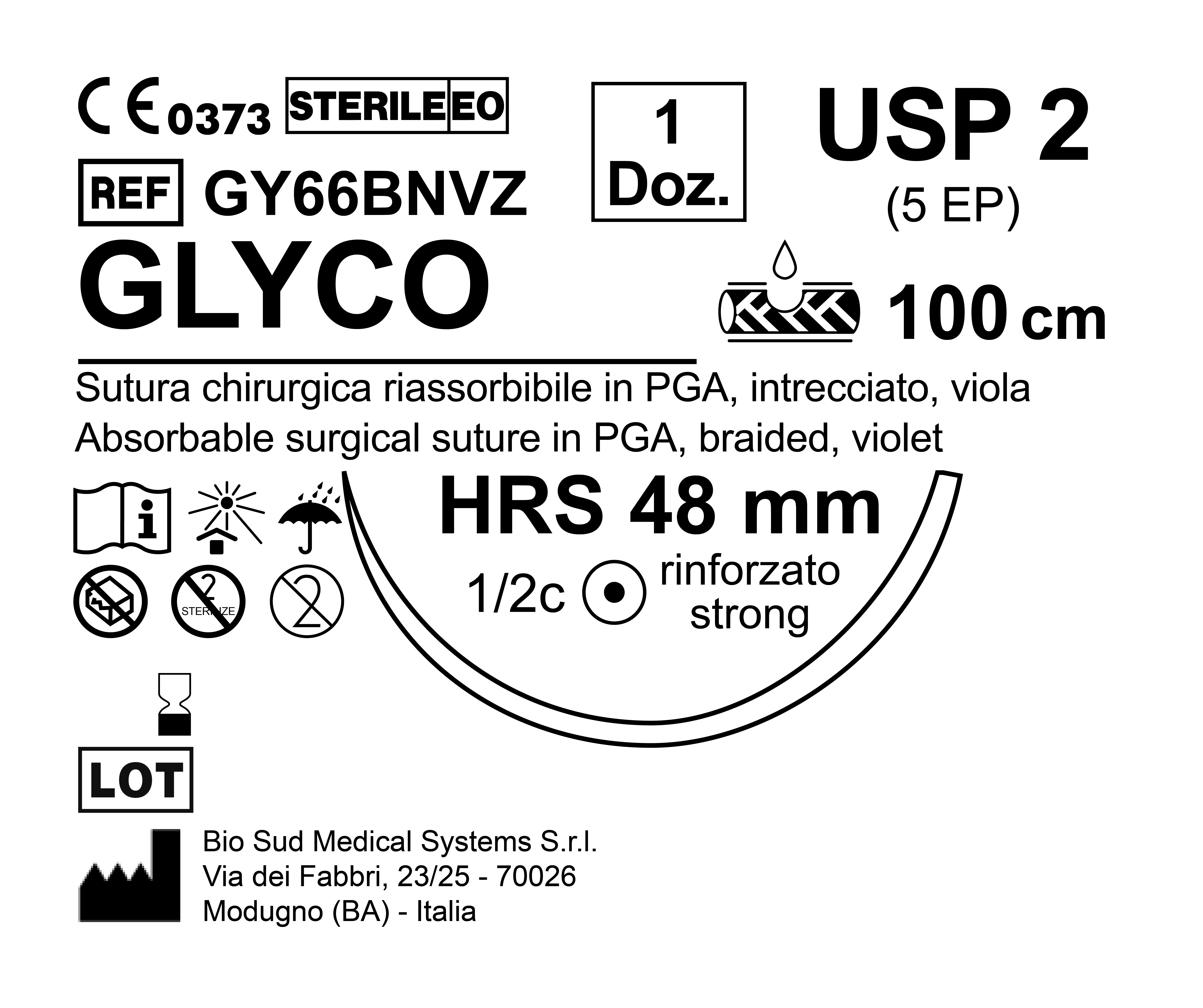 Sutura Glyco HRS 48 USP 2 - EP 5 100 cm Violet Box 12 pcs